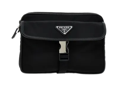 PRADA Re-Nylon Saffiano Crossbody Bag "Black"