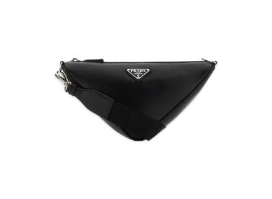 PRADA Leather Triangle Crossbody Bag "Black"
