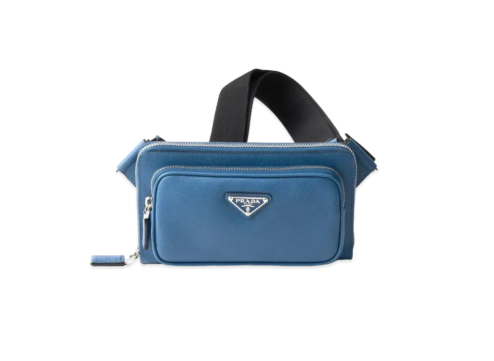 PRADA Saffiano Leather Belt Bag "Blue"