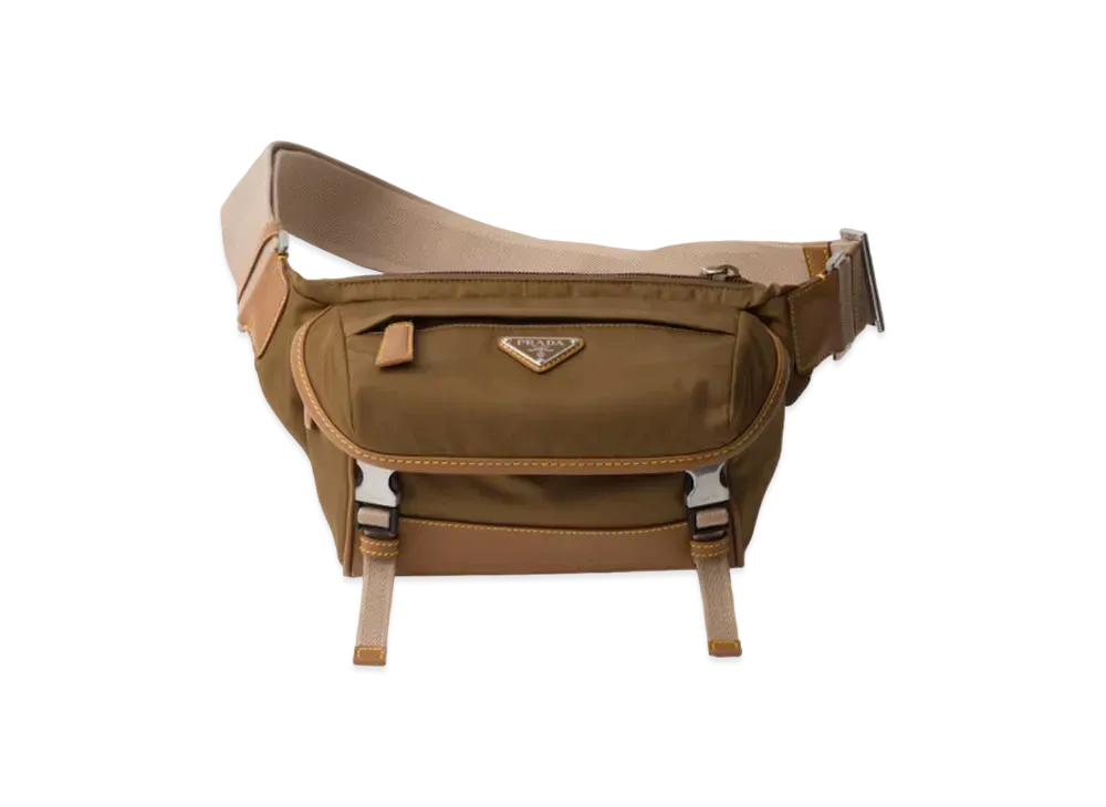 PRADA Re-Nylon and Leather Shoulder Bag "Brown"