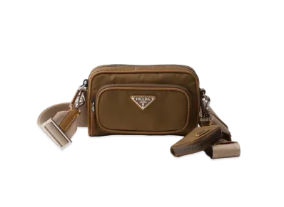 PRADA Re-Nylon and Leather Shoulder Bag "Brown"