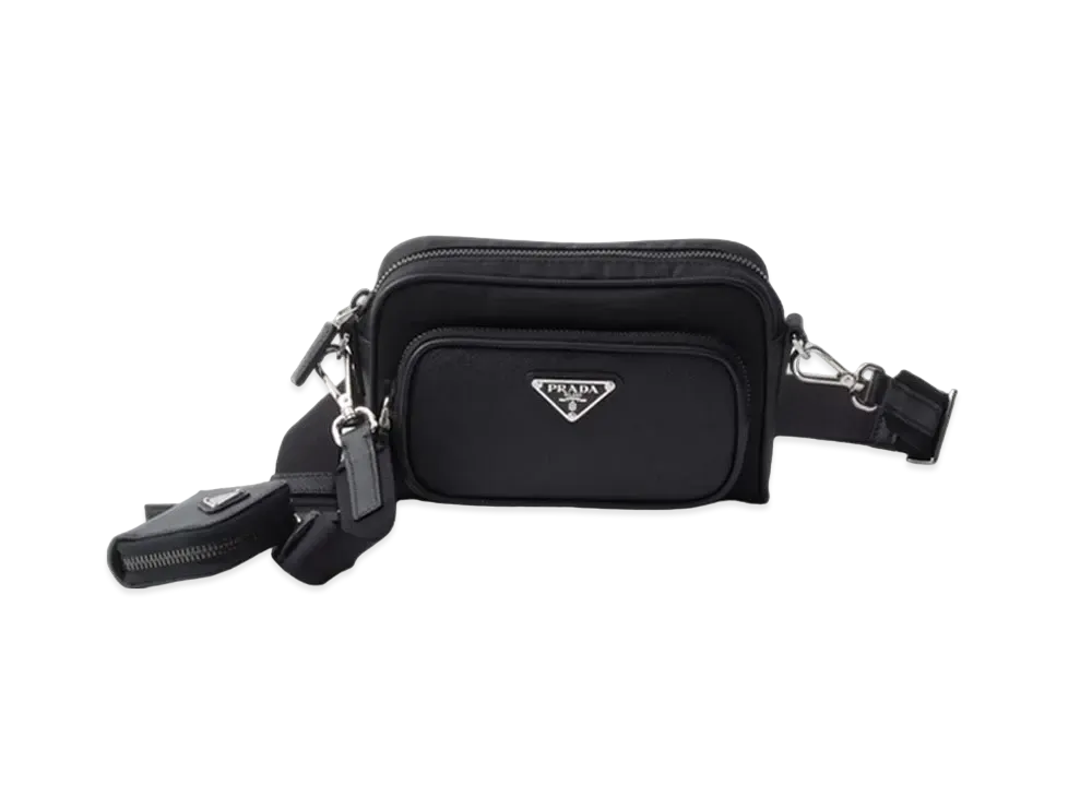 PRADA Re-Nylon and Saffiano Leather Shoulder Bag "Black"