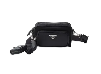 PRADA Re-Nylon and Saffiano Leather Shoulder Bag "Black"