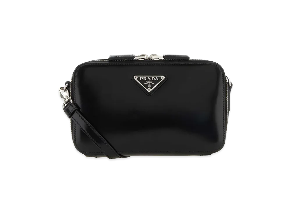 PRADA Leather Brique Crossbody Bag "Black"