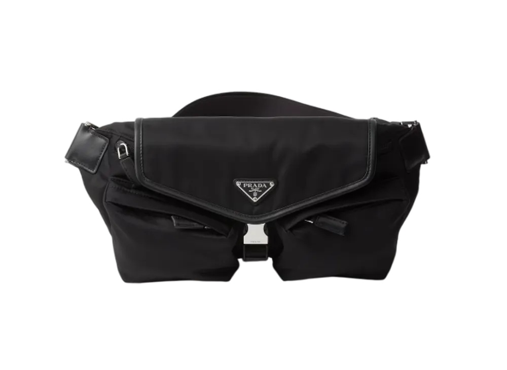 PRADA Re-Nylon x Leather Shoulder Bag "Black"