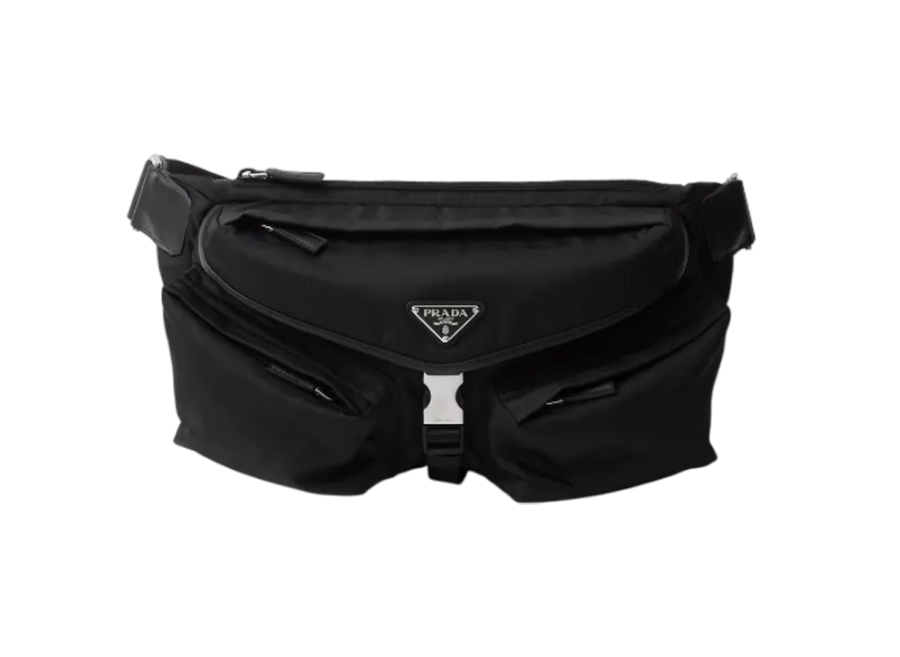 PRADA Re-Nylon x Leather Shoulder Bag "Black"
