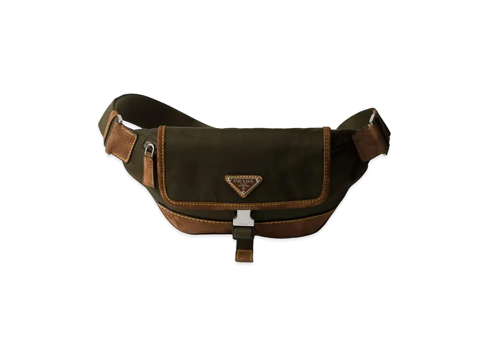 PRADA Re-Nylon And Suede Belt Bag "Muschio/Cacao"