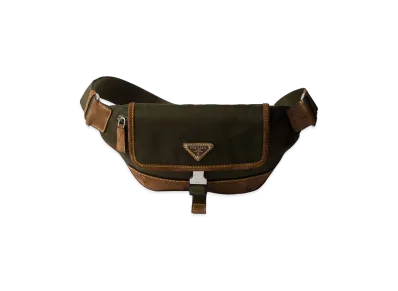 PRADA Re-Nylon And Suede Belt Bag "Muschio/Cacao"