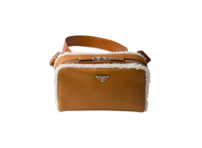 PRADA Shearling Shoulder Bag "Cognac/Natural"