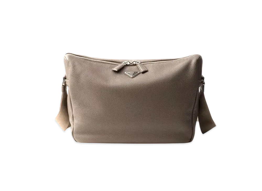 PRADA Leather Shoulder Bag "Gray Brown"