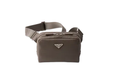 PRADA Leather Shoulder Bag "Gray Brown"