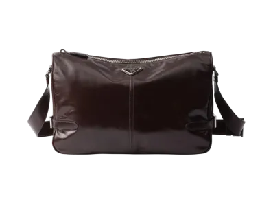 PRADA Soft Lux Leather Shoulder Bag "Dark Brown"