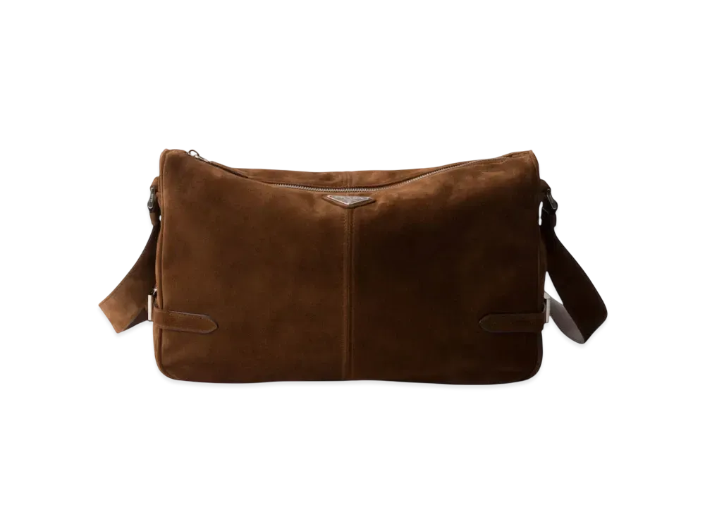 PRADA Suede Shoulder Bag "Dark Brown"
