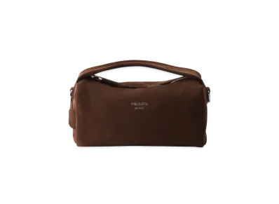 PRADA Suede Leather Shoulder Bag "Dark Brown"