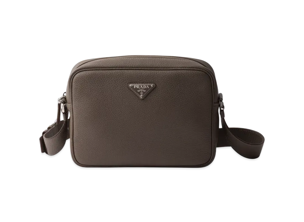 PRADA Leather Shoulder Bag "Gray Brown"