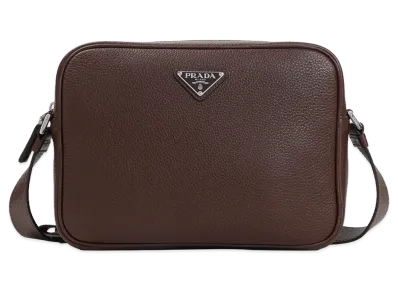 PRADA Grained Leather Shoulder Bag "Brown"