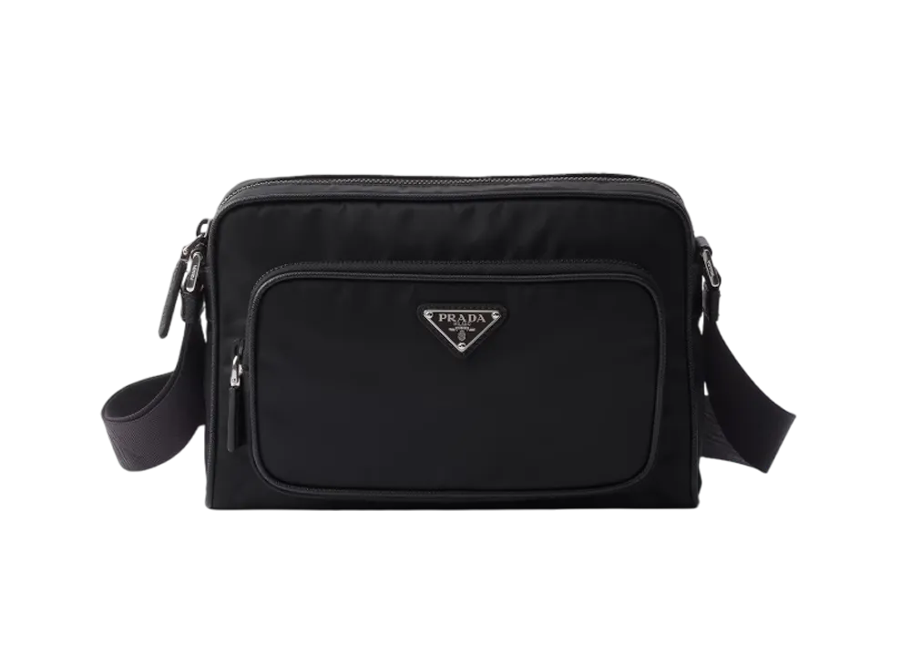PRADA Small Re-Nylon x Saffiano Leather Shoulder Bag "Black"