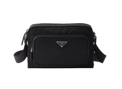 PRADA Small Re-Nylon x Saffiano Leather Shoulder Bag "Black"