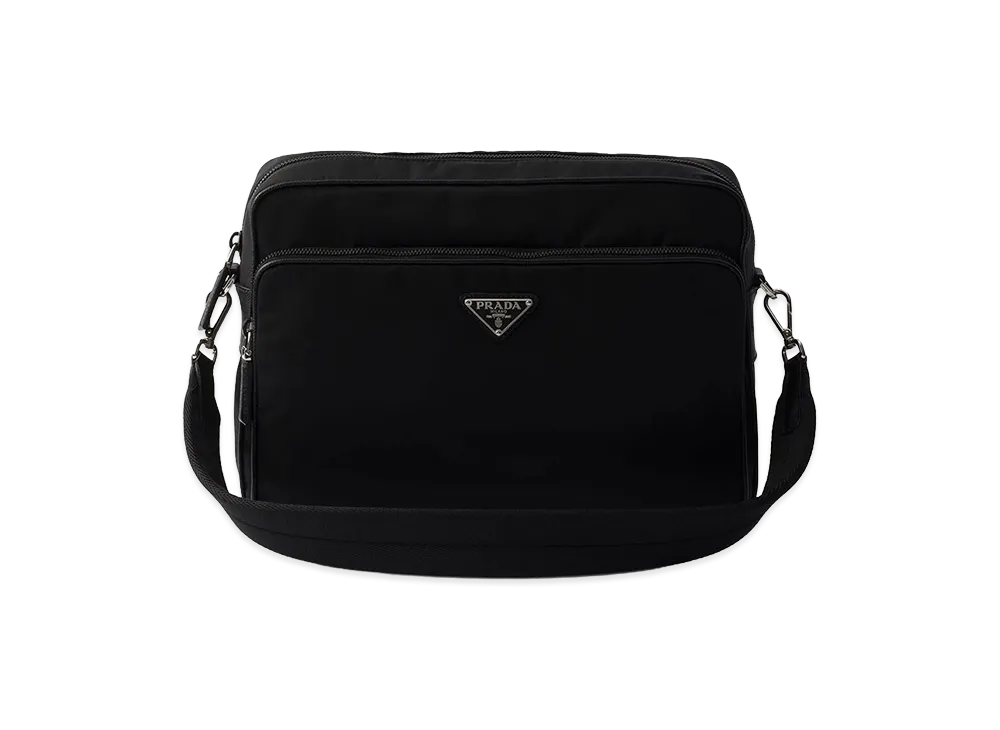 PRADA Logo-Plaque Nylon Messenger Bag "Black"