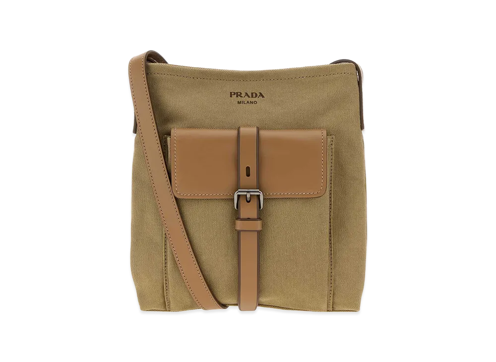 PRADA Canvas Route Crossbody Bag "Camel"