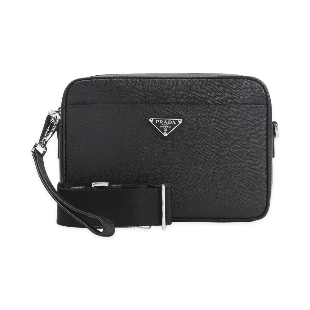 PRADA Saffiano Leather Shoulder Bag "Black"