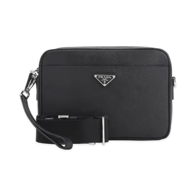 PRADA Saffiano Leather Shoulder Bag "Black"