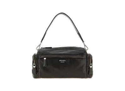 PRADA Aged Effect Nappa Leather Crossbody Bag "Brown"