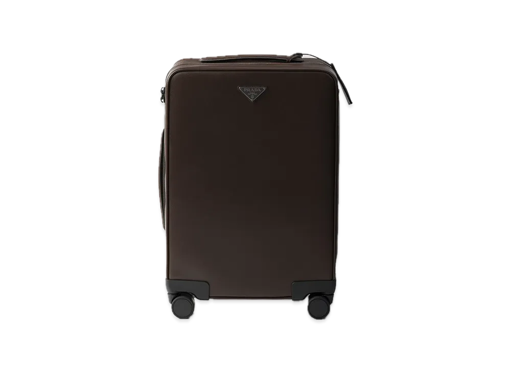 PRADA Saffiano Leather Trolley "Dark Brown"
