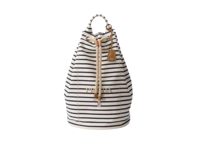 PRADA Stripe Canvas Drawstring Duffle Bag "Ivory/Blue"