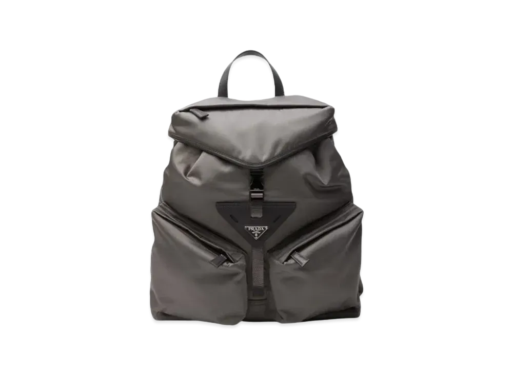 PRADA Re-Nylon and Leather Backpack "Gray"