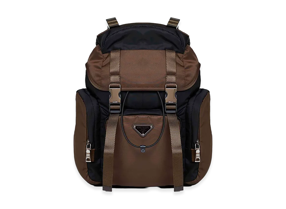 PRADA Two-Tone Re-Nylon Backpack "Black/Brown"