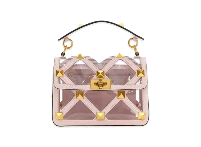 Valentino Women's Polymeric Material And Leather Medium Roman Stud Handbag "Pastel Pink"