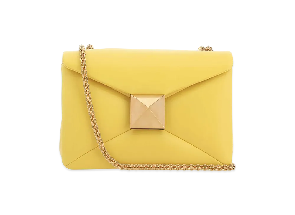 Valentino Women's Nappa Leather One Stud Shoulder Bag "Yellow"