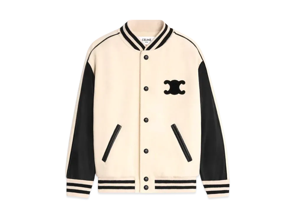 関税込 CELINE triomphe teddy jacket in wool 2W71C896C.01VA CELINE triomphe teddy jacket in cotton and wool gabardine