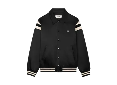 CELINE Men's Triomphe Teddy Jacket in Satin "Black"