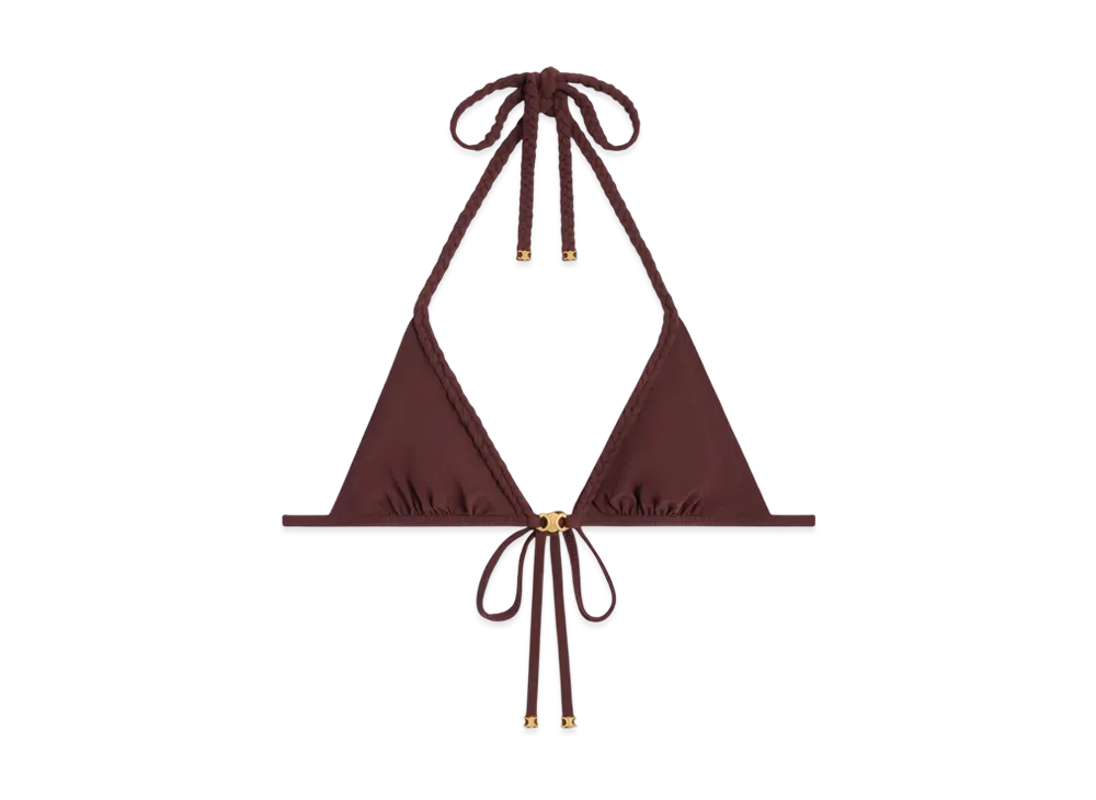 CELINE Women's Triomphe Triangle Top in Matte Jersey "Prune"