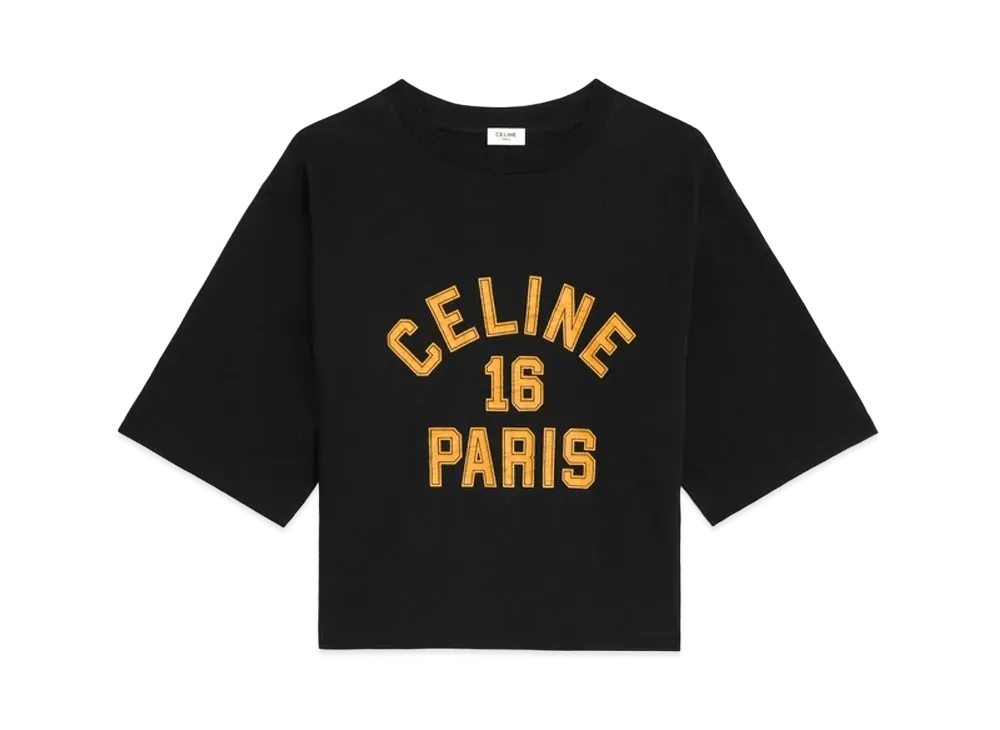 CELINE Loose Celine 16 T-Shirt In Cotton Jersey "Black/Mustard"