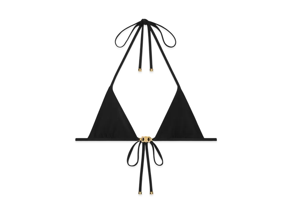 CELINE Women's Triomphe Triangle Top in Matte Jersey "Black"