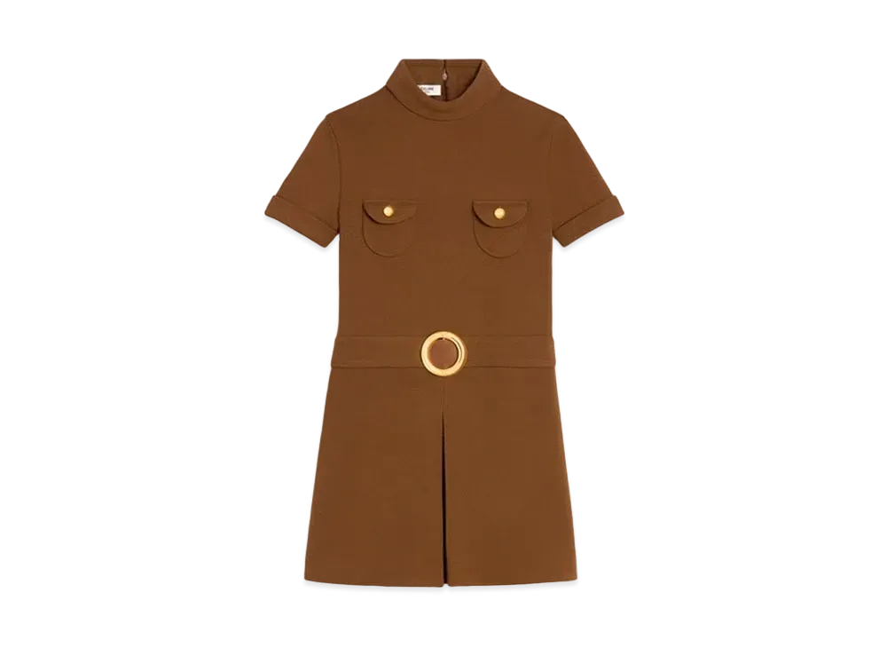 CELINE Mini Dress In Wool Jersey "Ocher"