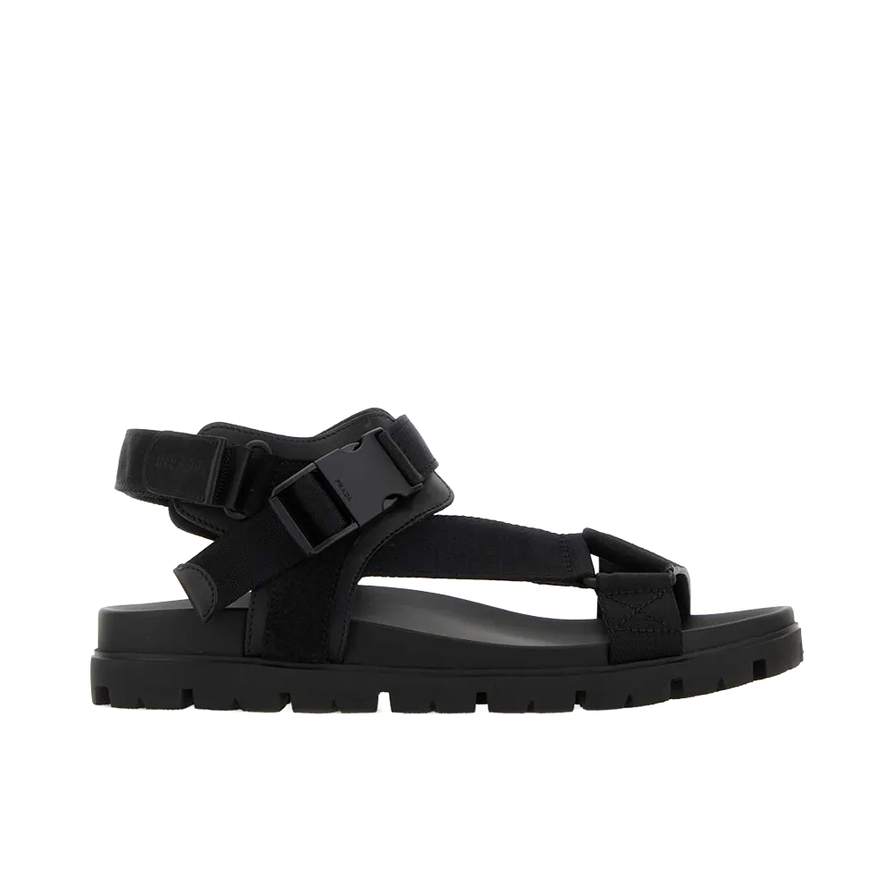 PRADA Fabric Suede Sandals "Black"