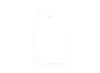 CELINE Triomphe Tank Top In Ribbed Silk Jersey "Off White"