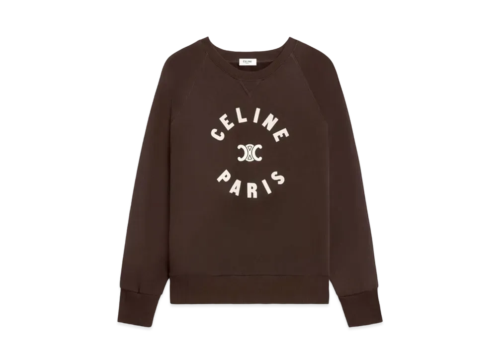 CELINE Triomphe Sweatshirt In Cotton Fleece "Cacao/Cream"