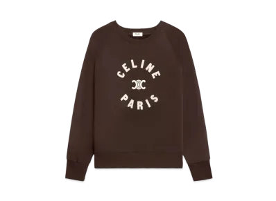 CELINE Triomphe Sweatshirt In Cotton Fleece "Cacao/Cream"