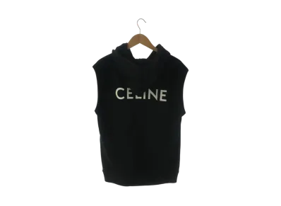 CELINE Sleeveless Cotton Zip Hoodie "Black"
