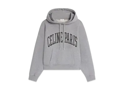 CELINE Women's Oversized CELINE Women's Hoodie in Cotton Fleece "Grey Melange/Navy Stone Wash"
