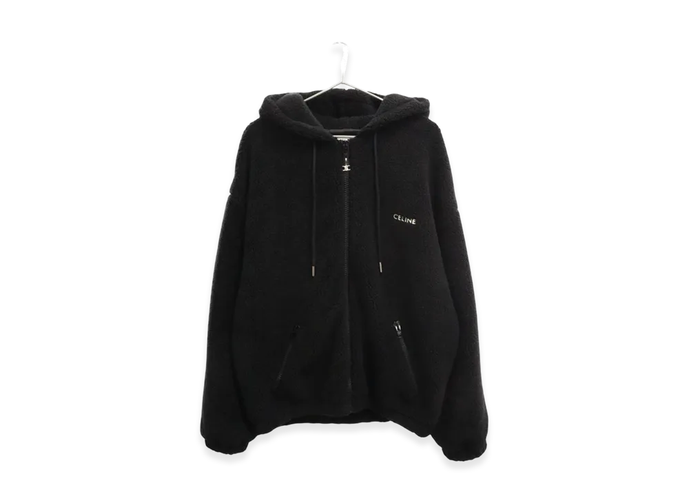 CELINE Front Logo Zip-Up Fleece Jacket "Black"
