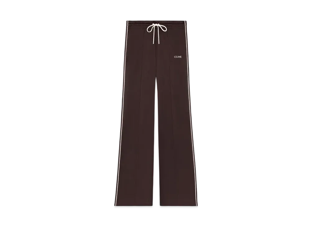 CELINE Vintage Tracksuit Pants In Double Jersey "Dark Brown/Ecru"