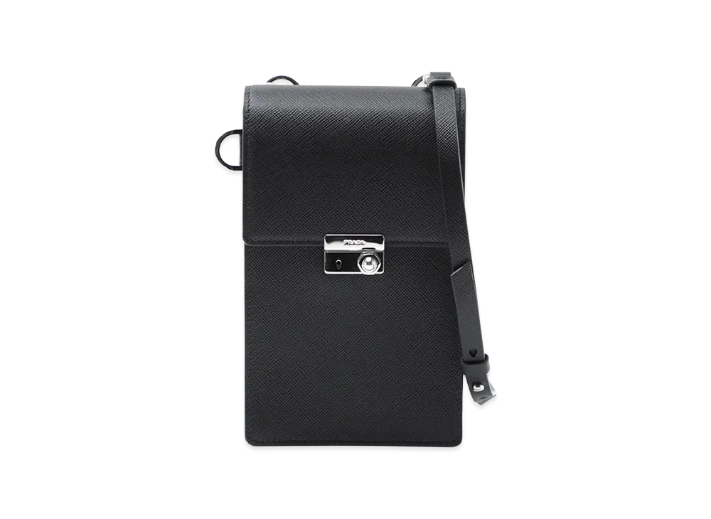 PRADA Logo Saffiano Shoulder Bag "Black"