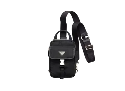 PRADA Re-Nylon and Saffiano Leather Smartphone Case "Black"