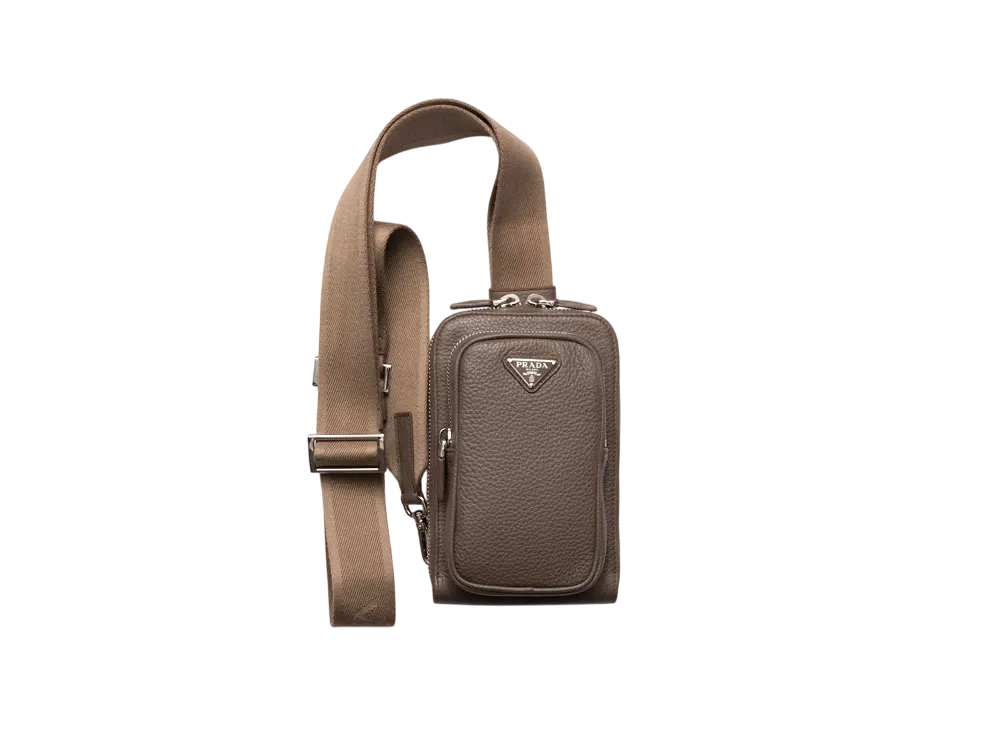 プラダ レザー スマートフォンケース "グレーブラウン" 2ZH195_2BBE_F0218